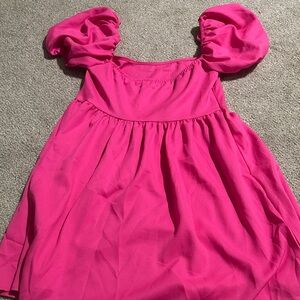 Elegant Pink Puff Sleeve Dress